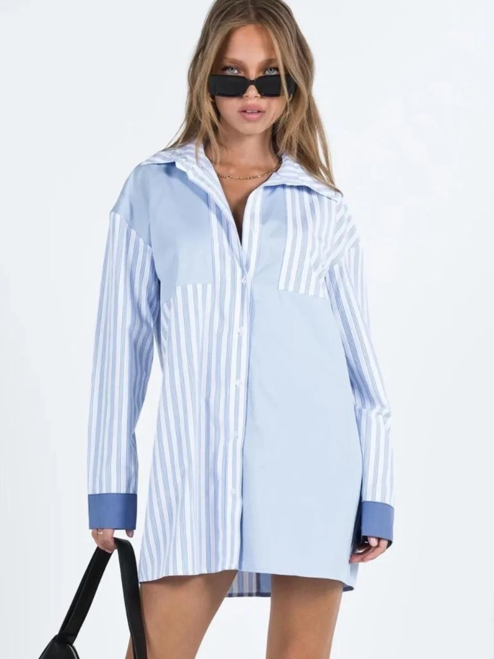 Princess Polly Rouni Shirt dress Blue and white striped NWT Size 0 - Picture 4 of 7